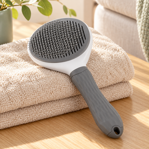 Brosse de toilettage avec bouton de nettoyage — ambiance