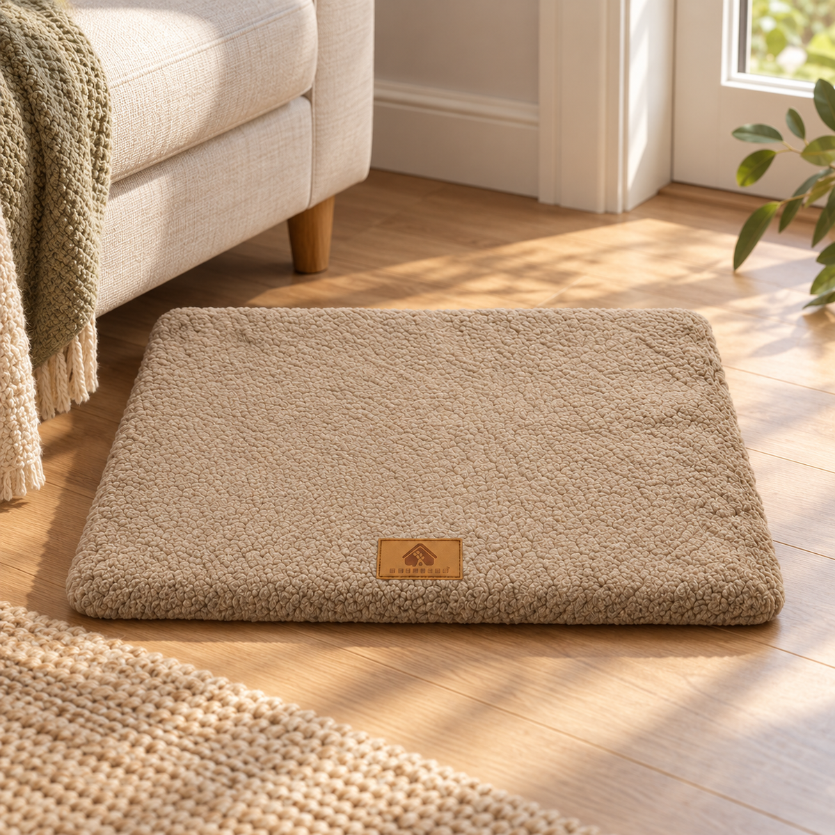 Matelas douillet pour chien et chat — Khaki, 58 × 40 cm — ambiance