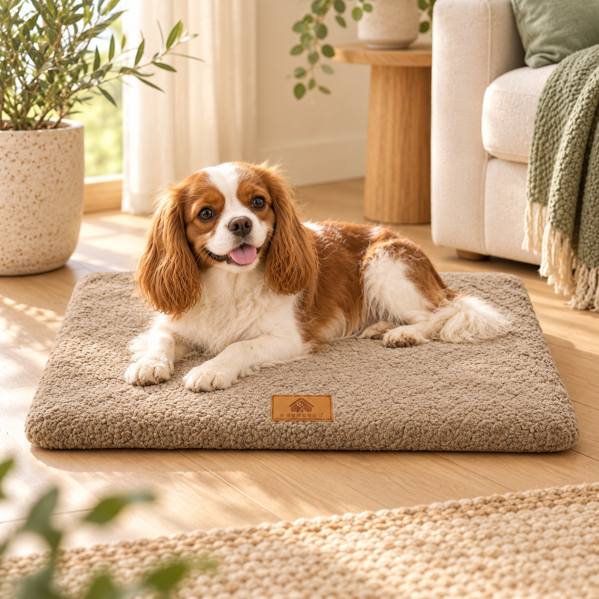 Matelas douillet pour chien et chat — Khaki, 58 × 40 cm — demonstration